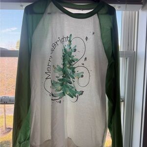 Green and White Merry & Bright Women's Top